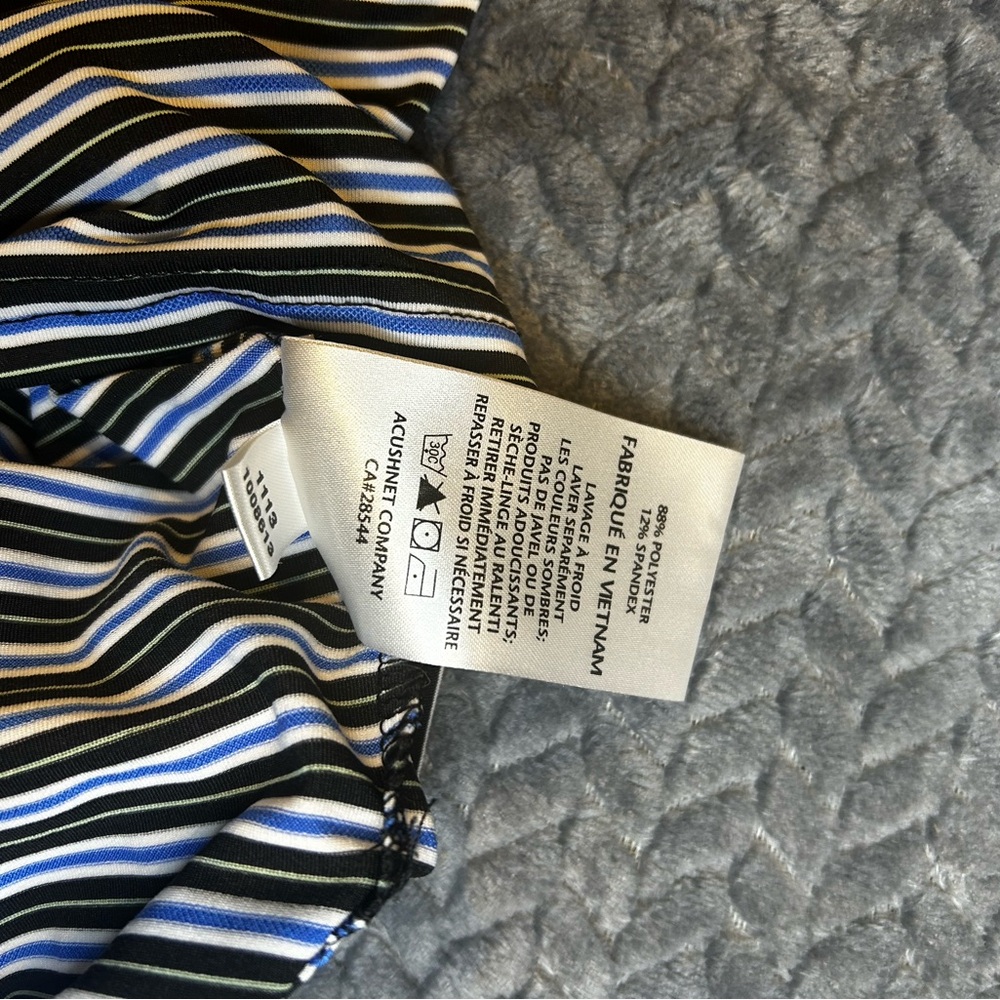FootJoy Men’s Black White Blue Striped Polo Shirt XXL Golf - Picture 9 of 9